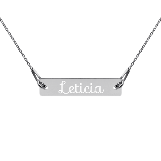 Leticia Engraved Silver Bar Chain Necklace